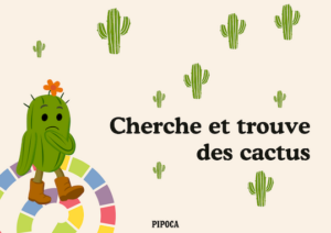 Cherche et trouve des cactus, jeu d’observation à imprimer pour enfants.
